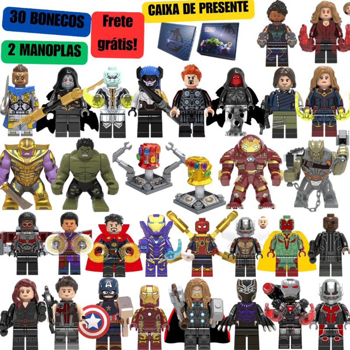 BONECOS VINGADORES AVENGERS MARVEL DOUTOR DESTINO HOMEM DE FERRO THOR CAPITÃO AMÉRICA PRESENTE CRIANÇA COLECIONÁVEL