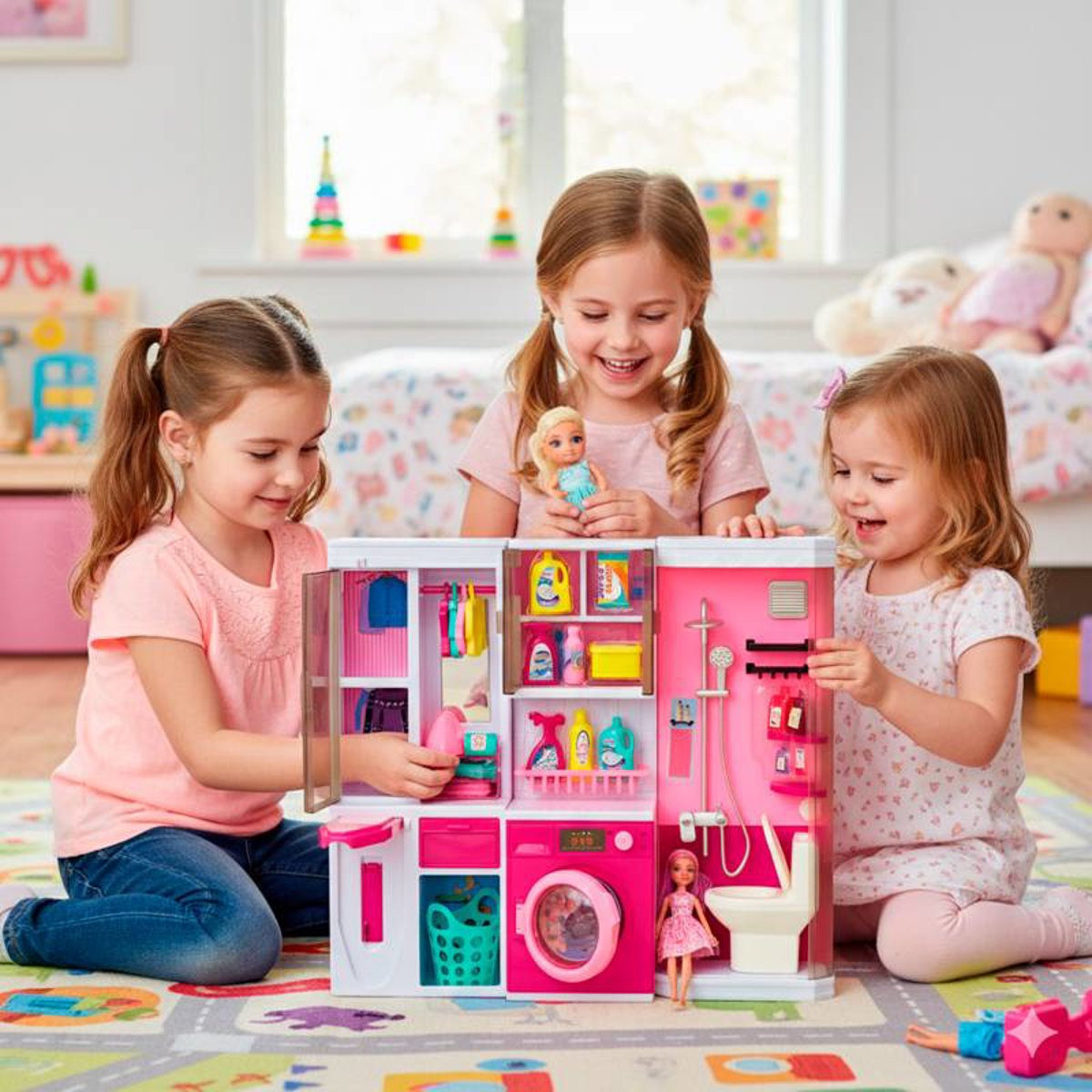 Brinquedo Lavanderia  Boneca Luz Som Interativo