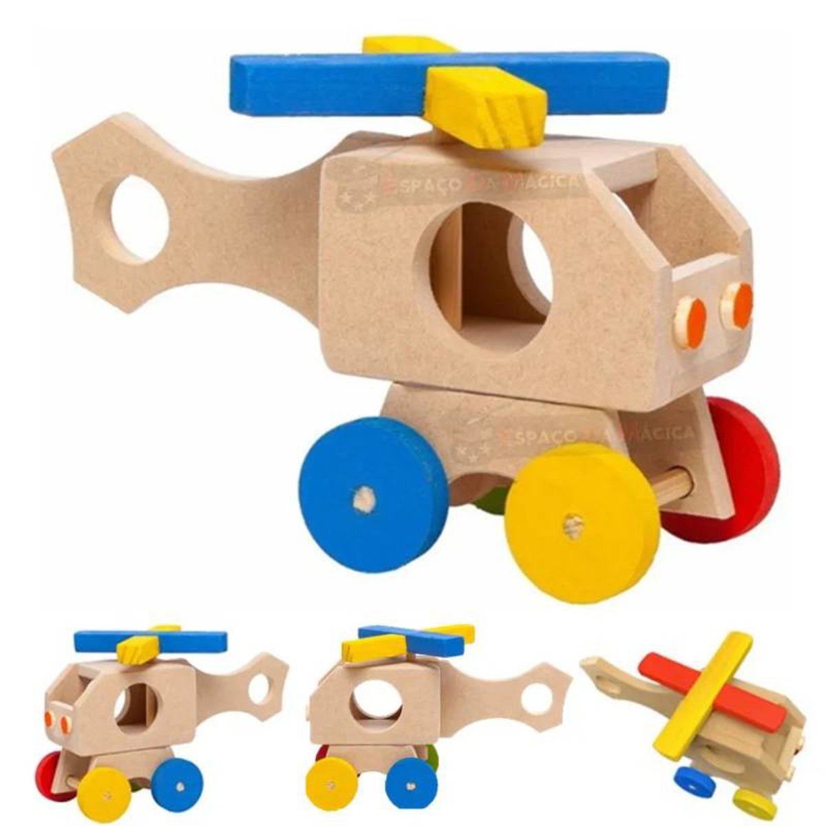 Brinquedo Pedagógico Helicóptero De Madeira Montessori