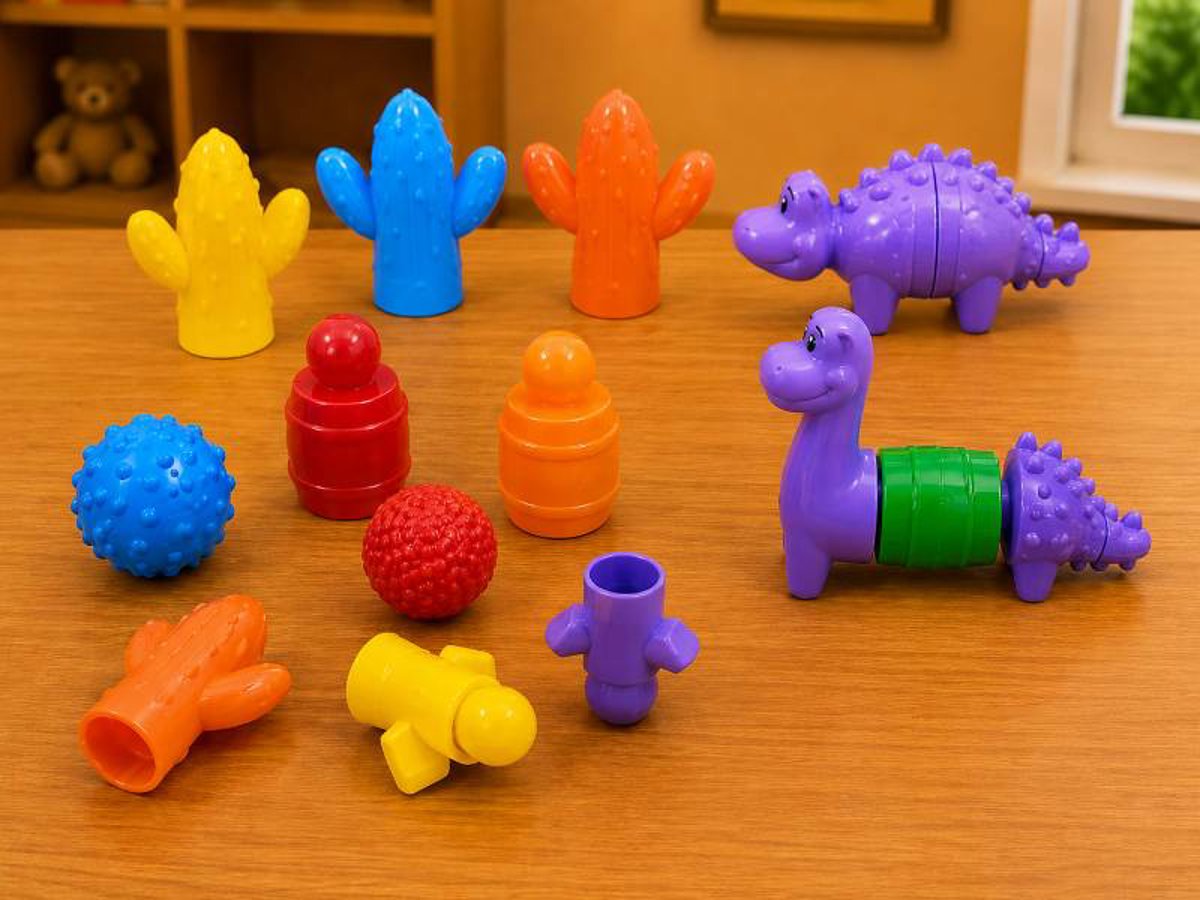 Dino Blocks Infantil Educativo – Brinquedo de Montar Colorido + Sensorial + Encaixe Fácil