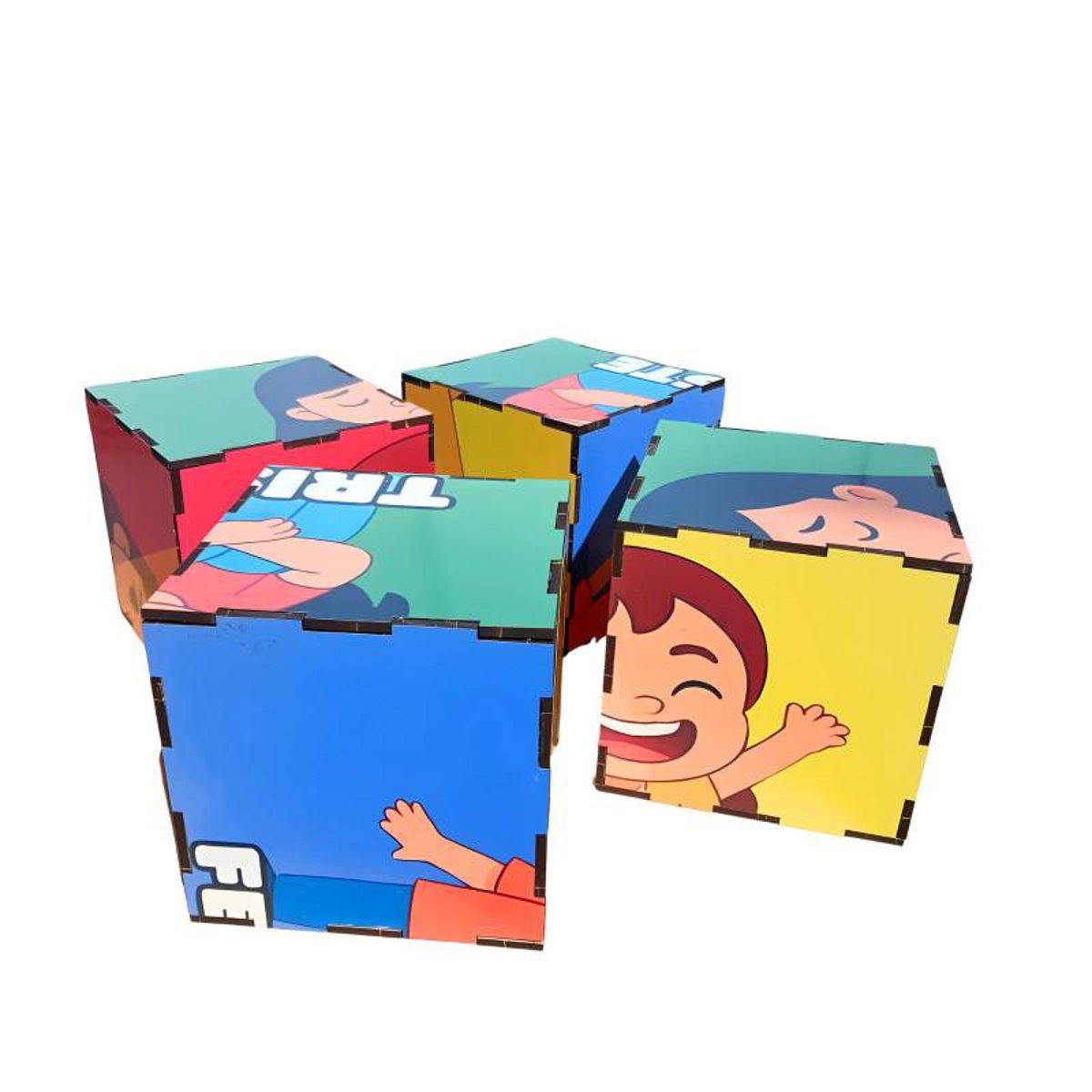 Jogo Cubos Educativos Coloridos para Crianças Emoções em MDF 
