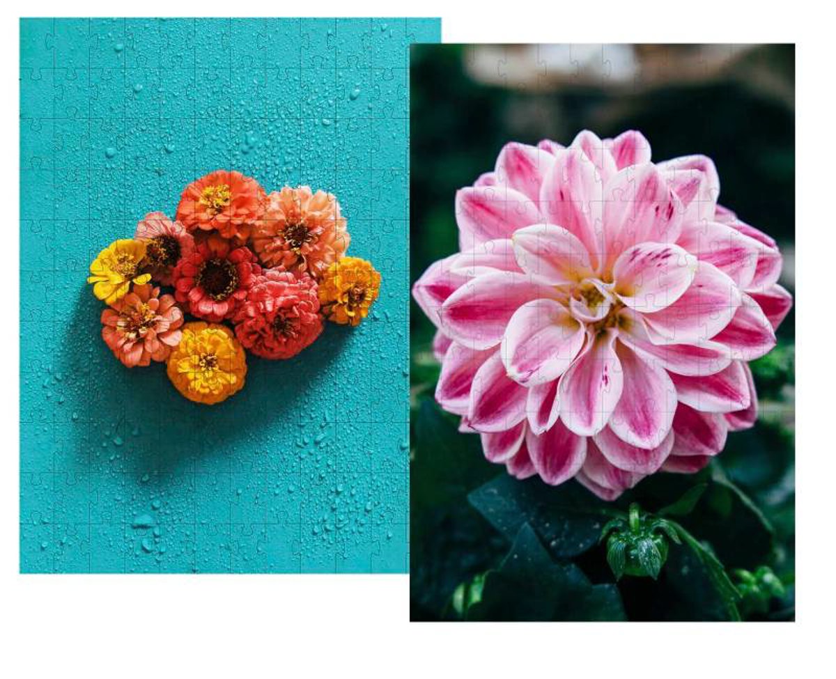 Jogo da Memória flores de 12 pares com kit quebra-cabeça 60 peças