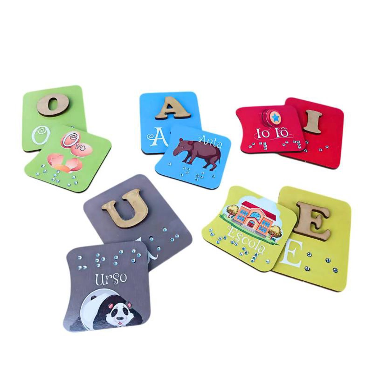 Jogo das Vogais em Braile Aprenda Brincando com Escrita Tátil