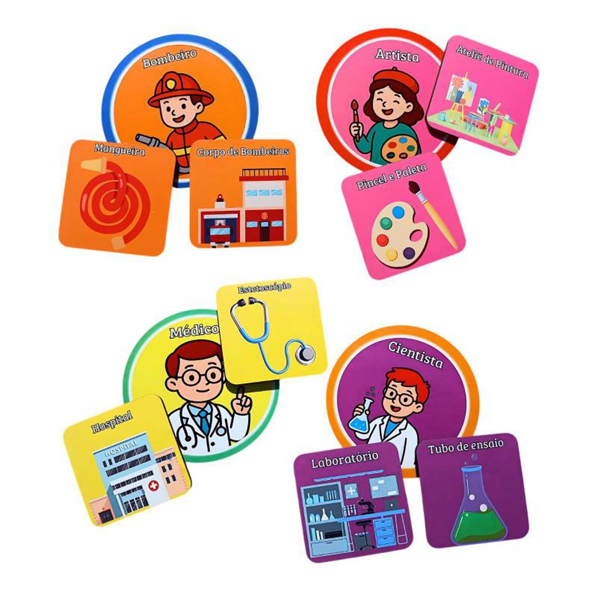 Jogo Educativo Infantil Profissões Divertido em MDF Para Autistas 