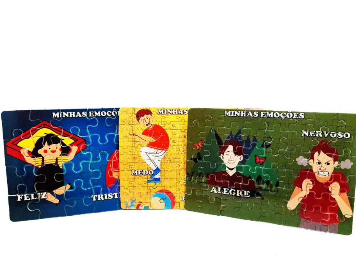 Kit 3 Quebra-cabeças Minhas Emoções para Autistas - Coleção e TEA & Amor
