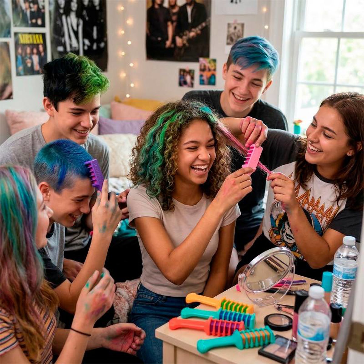 Kit 5 Pentes Giz Colorido para Cabelo Infantil – Mechas Temporárias Divertidas