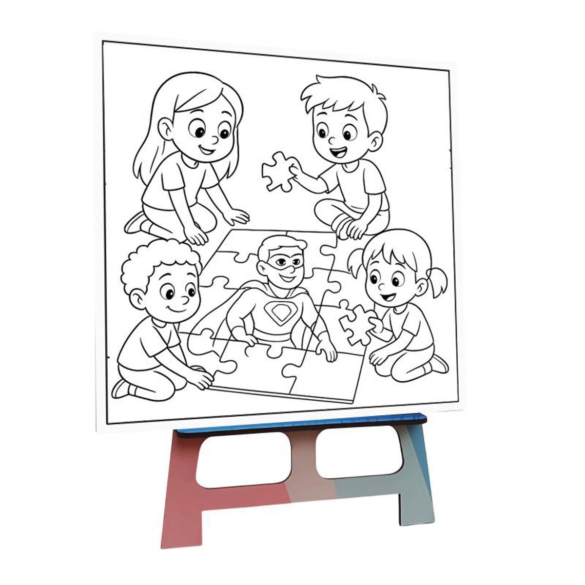 Kit Atêlie de Pintura super heróis com cavalete pincel e tinta guache