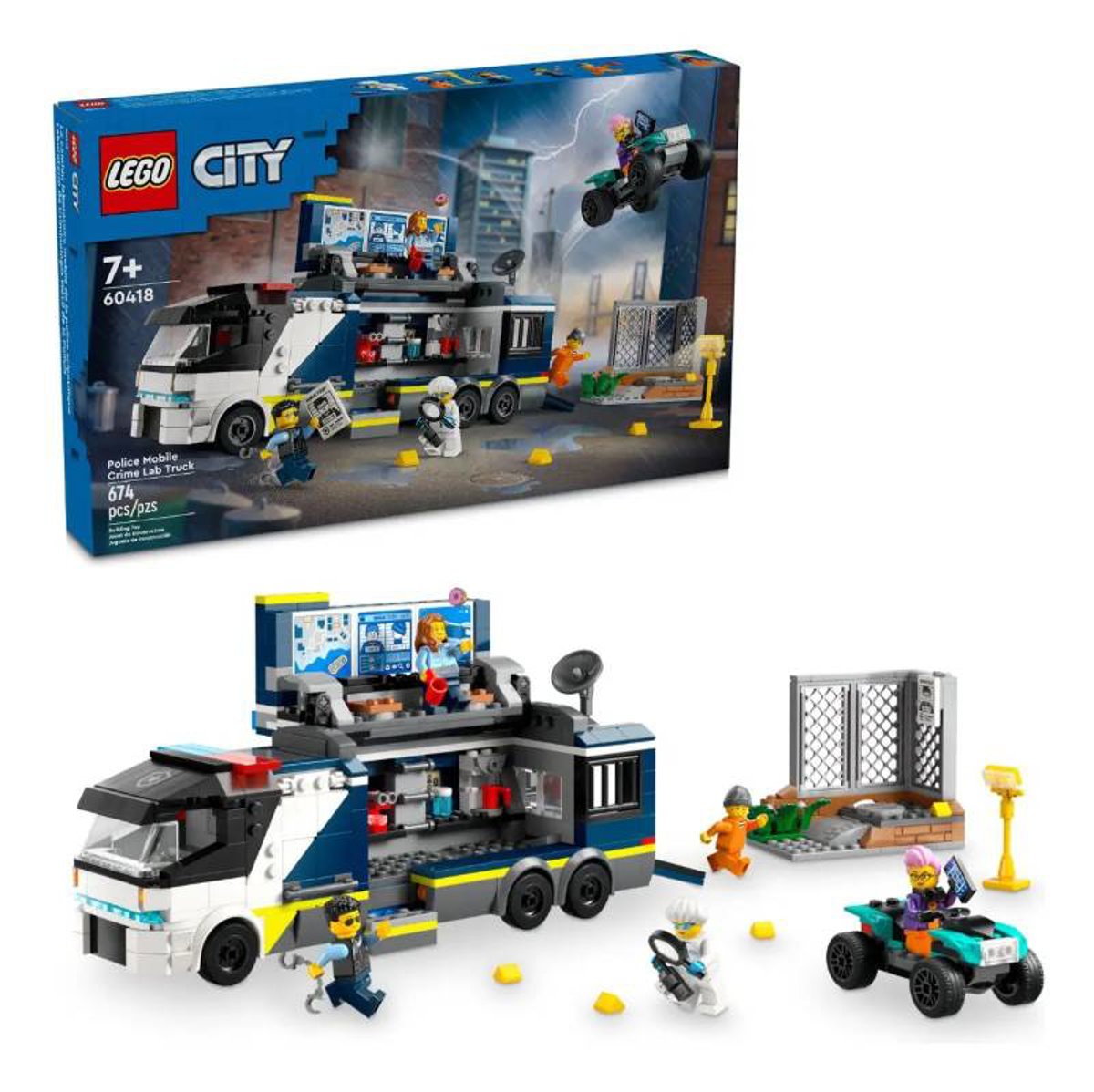 LEGO City 60418 – Caminhão de Perícia Móvel da Polícia – 674 Peças