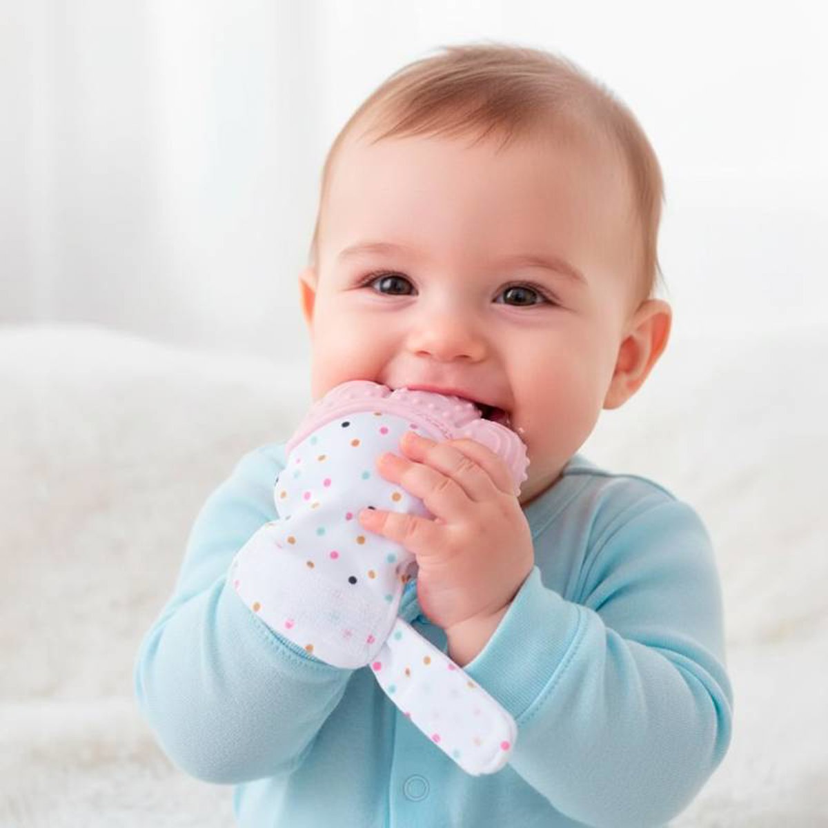 Luva Mordedor Silicone Bebê Dente Gengiva Alívio Distração