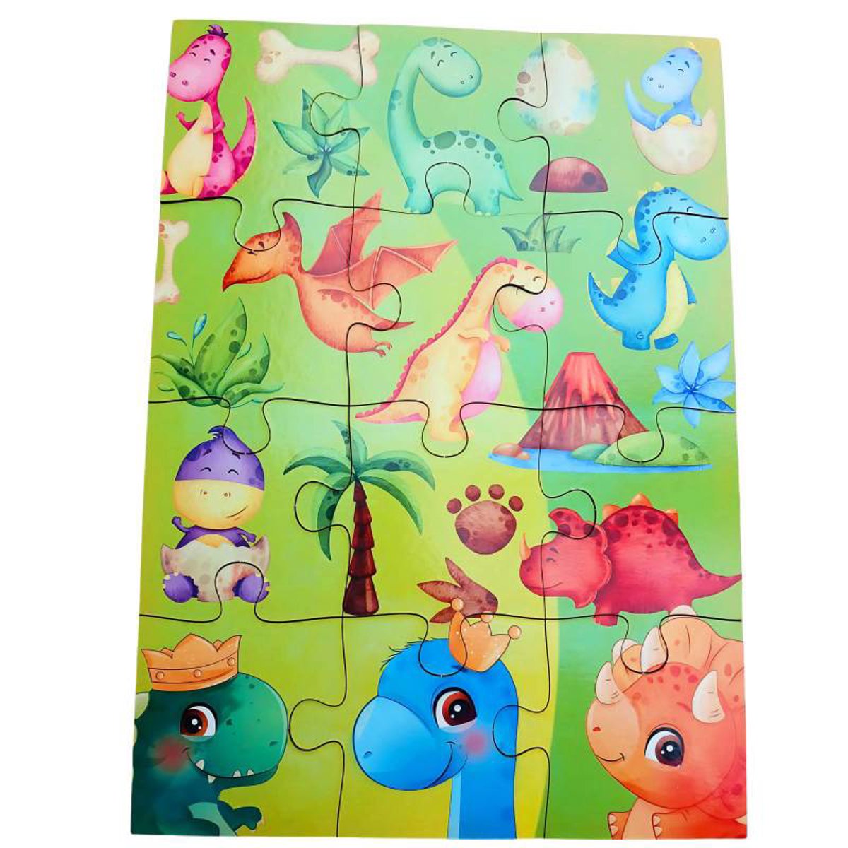 Quebra-cabeças infantil Dinossauros  Fofos de 12 peças grandes para crianças